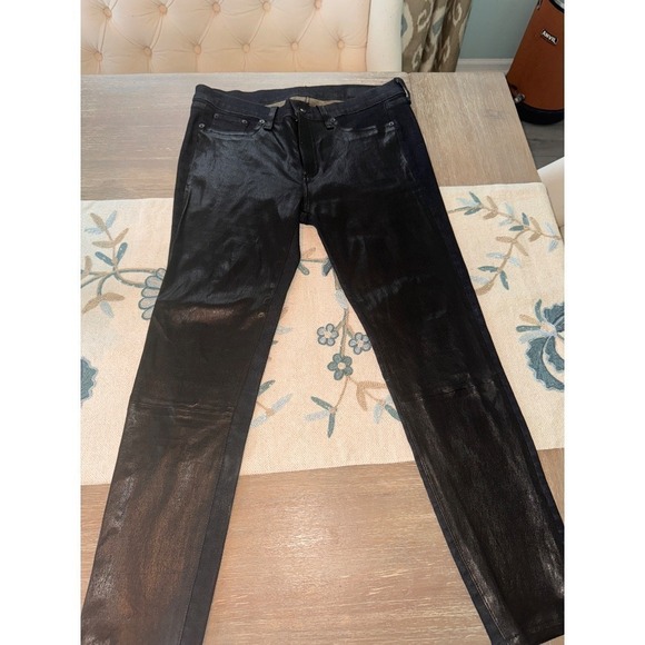 Rag & Bone Leather‎ Coated Skinny Jeans Dark Wash Denim Pants Size 30 - Picture 4 of 13